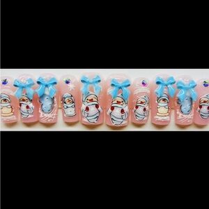 Snowman Nail Art Set with Blue Bows